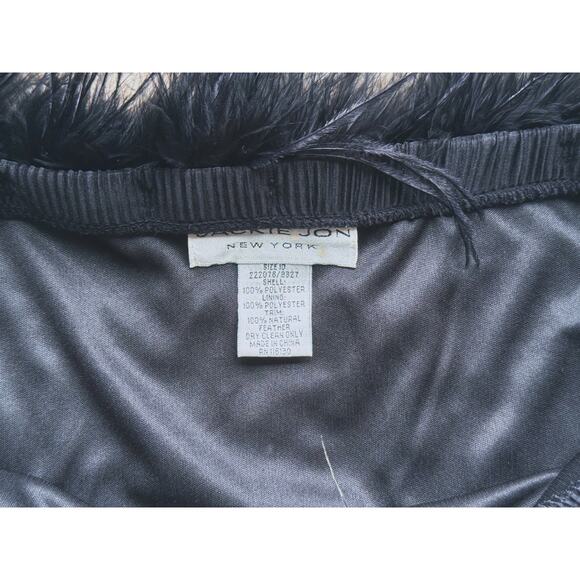 Jackie Jon 90s Feather Trim Off Shoulder Blouse Black 10 Mob Wife Vintage Goth - Picture 4 of 4